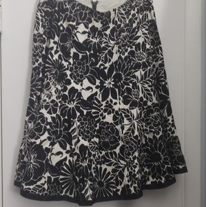 NWT Ann Taylor Printed Lined Silk Bell Skirt Black White SZ 10